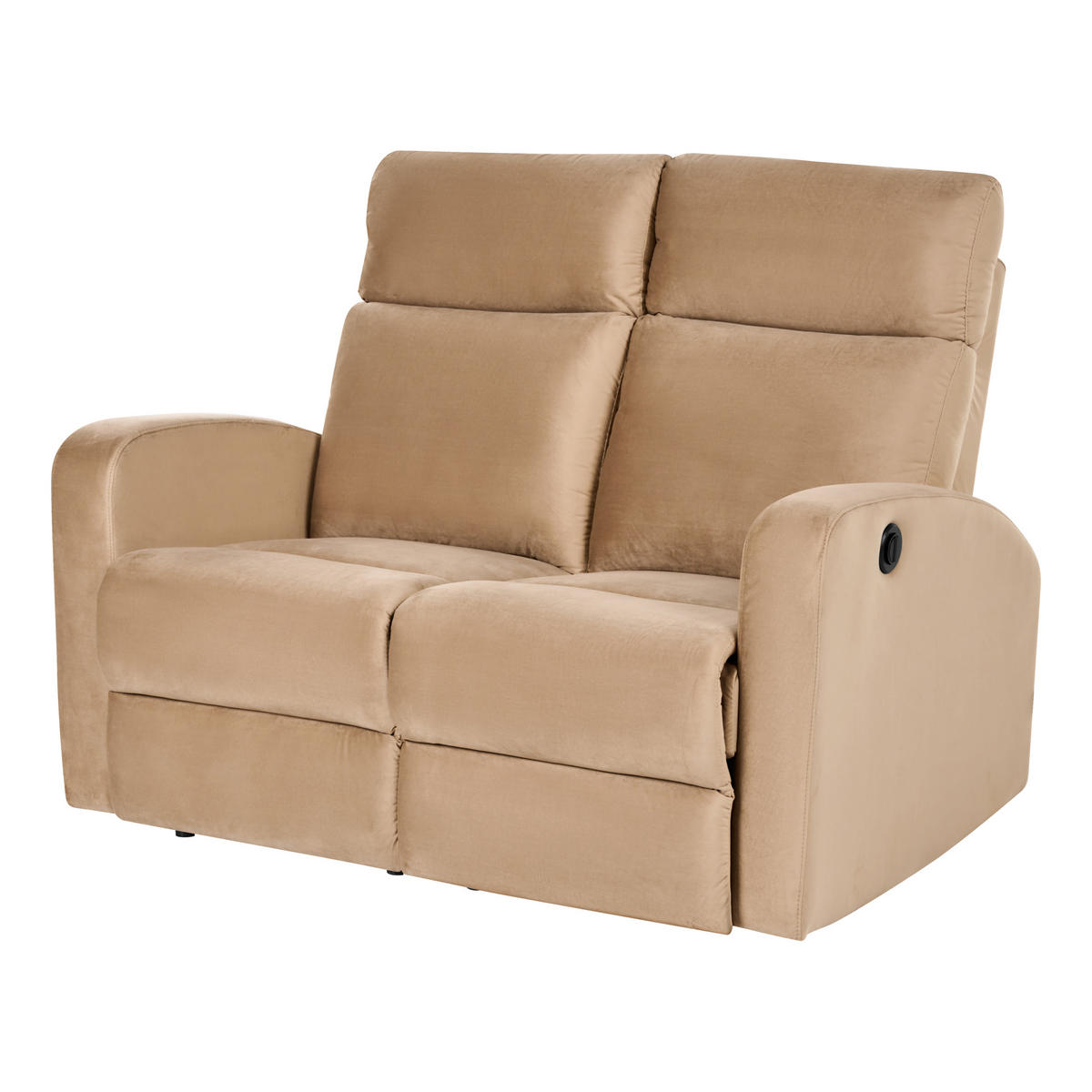 SOFA elektrisch verstellbar 2-Sitzer Samtstoff Hellbraun Verdal - Hellbraun/Braun, Textil (133/100/73cm) - Beliani
