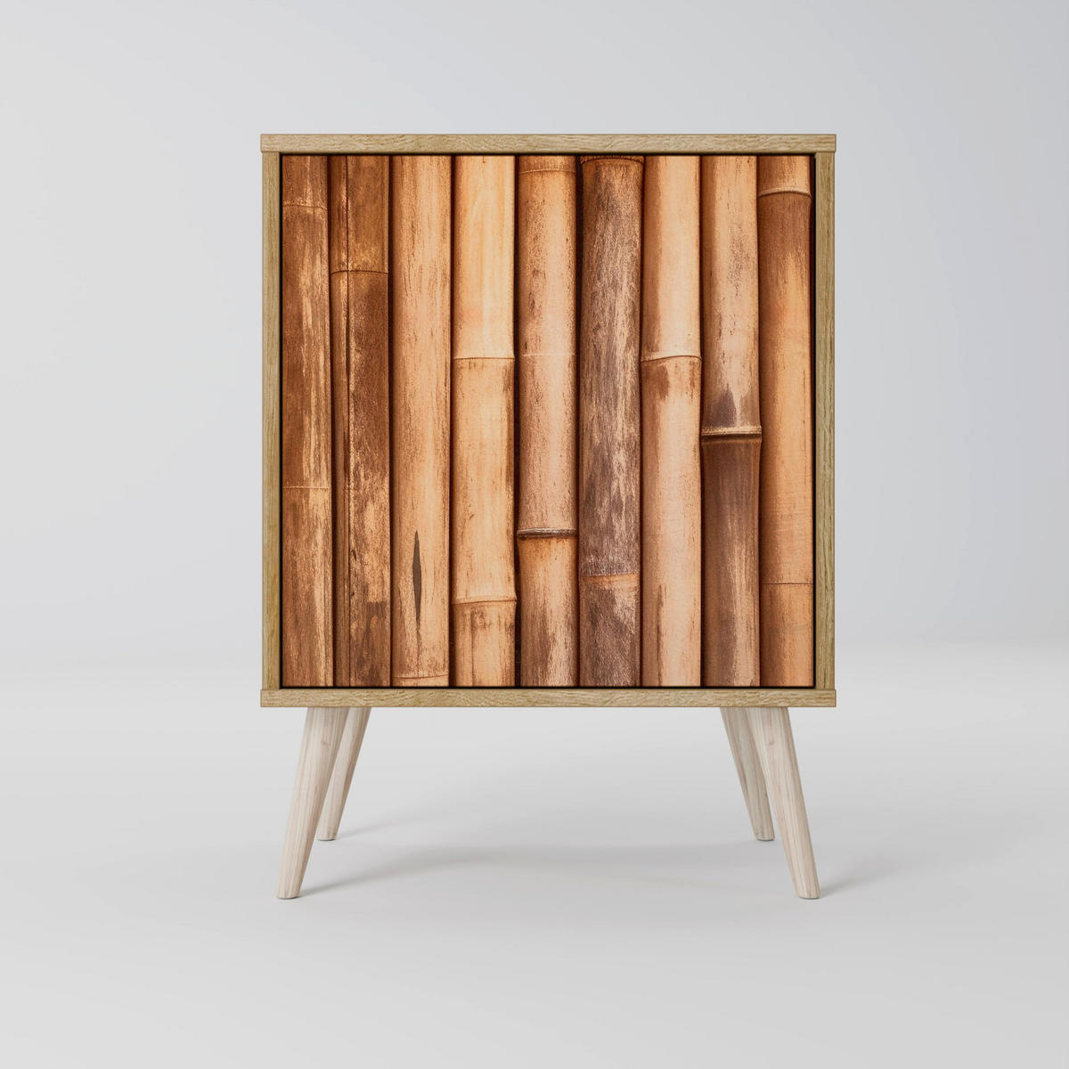 SIDEBOARD NATURAL WOOD, Grau, 57,5x42x75,5 cm, Goldfarbene Metallfüße - Goldfarben/Multicolor, Holzwerkstoff/Metall (57.5/75.5/42cm) - SpaceRebels