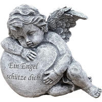 STEINFIGUR Engel am Herz Ein Engel schütze Dich frostsicher Steinguss - Grau, Stein (13/12/8cm) - stoneandstyle