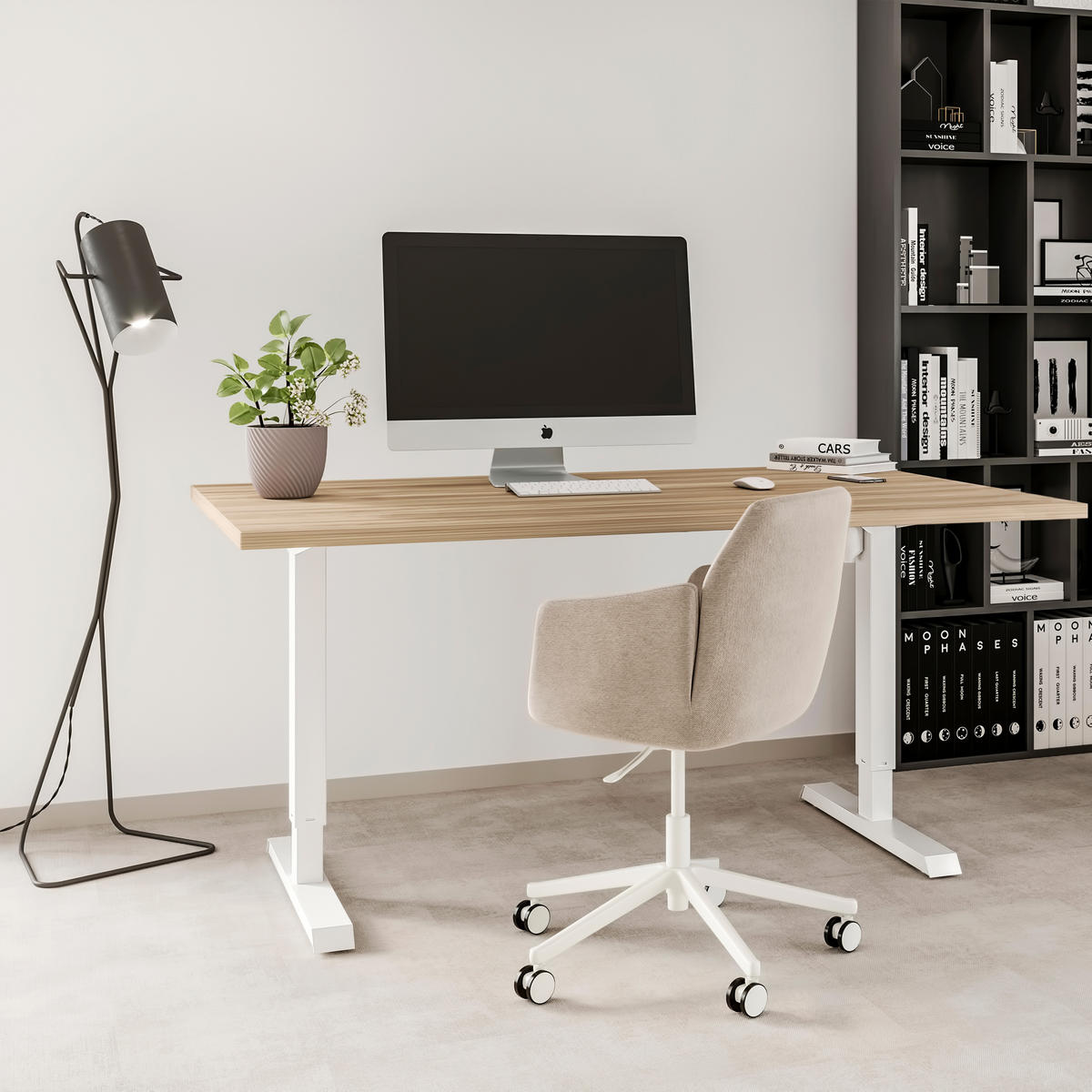 TISCHGESTELLT Motorisch höhenverstellbares Lift Table, Stahl, Weiß lackiert - Weiß, Metall (82/72/16cm) - EMUCA