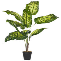 KUNSTPFLANZE im Blumentopf 122 cm Grün/Schwarz Dieffenbachia - Schwarz/Grün, Kunststoff (122cm) - Beliani