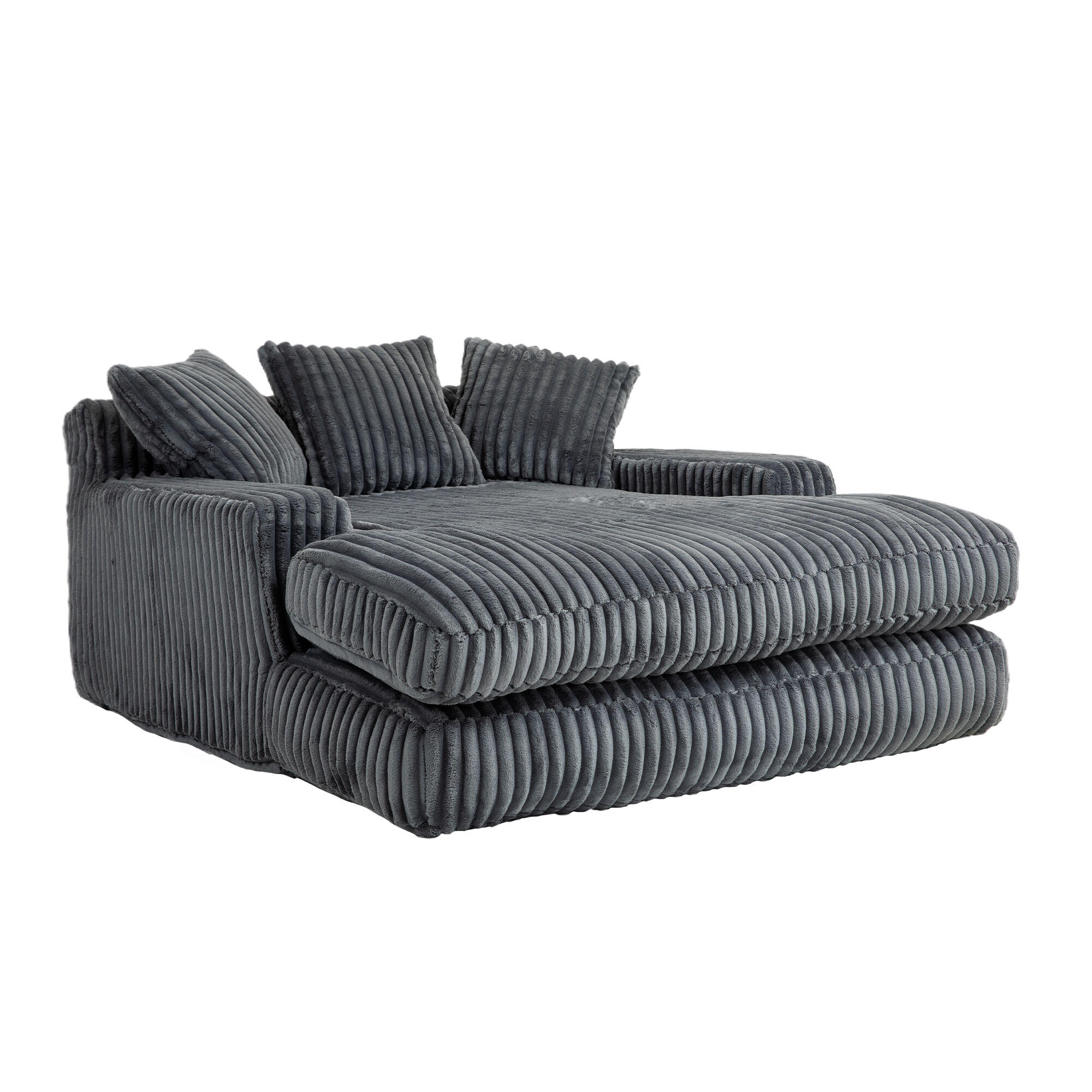 SCHLAFSOFA aus Cord mit 3 Kissen, Dunkelgrau - Dunkelgrau, Textil (125/63/155cm)
