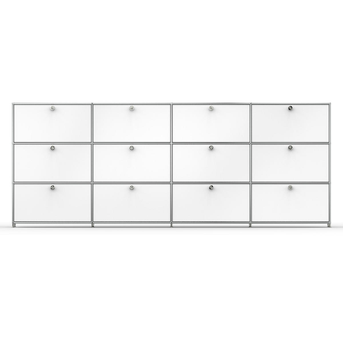 HOCHSCHRANK, 4 offene Fächer, 8 Klappen, Breite 302 cm, Signalweiß - Chromfarben/Silberfarben, Metall (40/118/302.2cm) - Versee