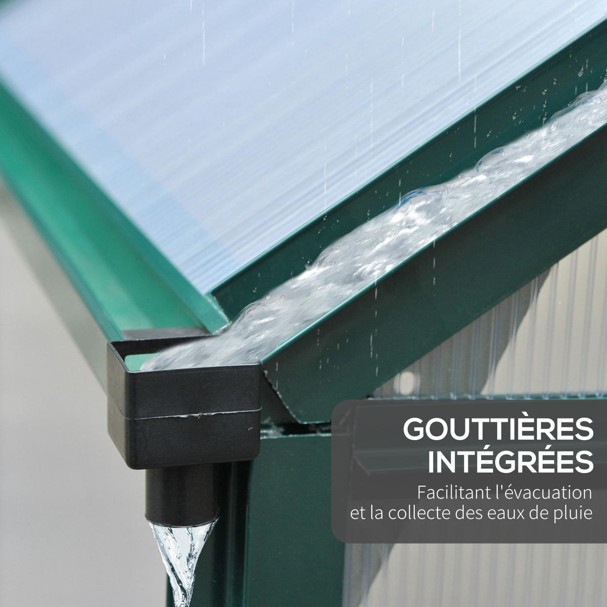GEWÄCHSHAUS DE-11893 Polycarbonat mit Dachluke & Regenrinne Dunkelgrün - Grün, Metall (192/201/190cm) - ComfortXL