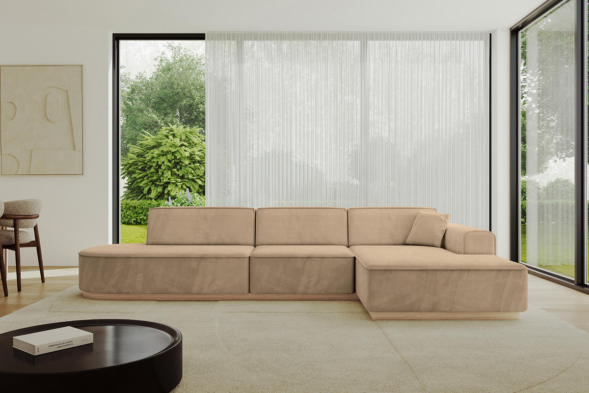 ECKSOFA Ottomane Rechts IREA-L2 - 328x171x83 cm Beige - Beige, Holzwerkstoff/Textil (171/328cm) - ALTDECOR