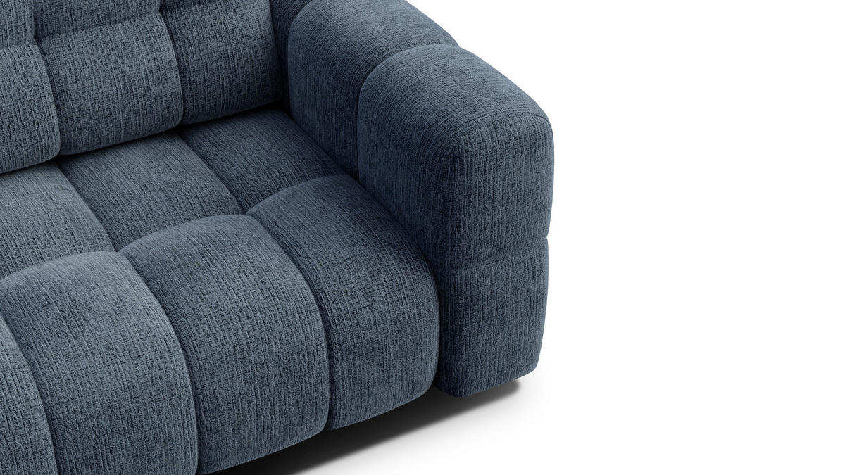 SOFA CLOUDI 2,5-Sitzer, marineblau - Blau/Schwarz, Holz/Textil (211/89/104cm) - Courtois Laville