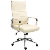 KONTORSSTOL Kolumbus äkta läder - Cremefärgad/Kromfärg, Läder (58/105/66cm) - CLP