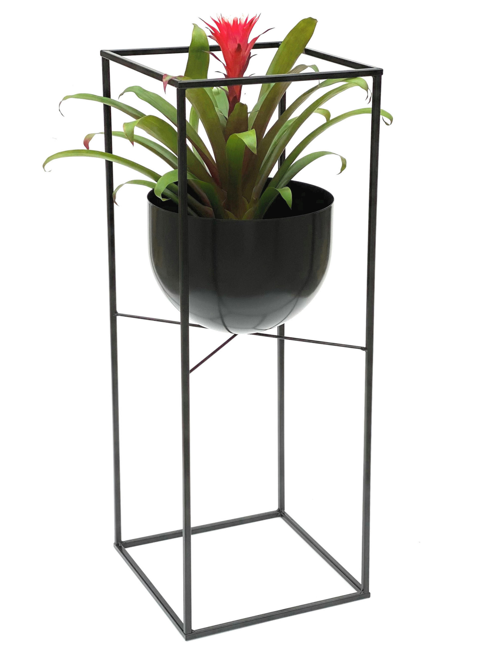 BLUMENHOCKER eckig mit Topf Metall Schwarz 30/30/82 cm - Schwarz, Metall (30/82/30cm) - DanDiBo