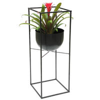 BLUMENHOCKER eckig mit Topf Metall Schwarz 30/30/82 cm - Schwarz, Metall (30/82/30cm) - DanDiBo