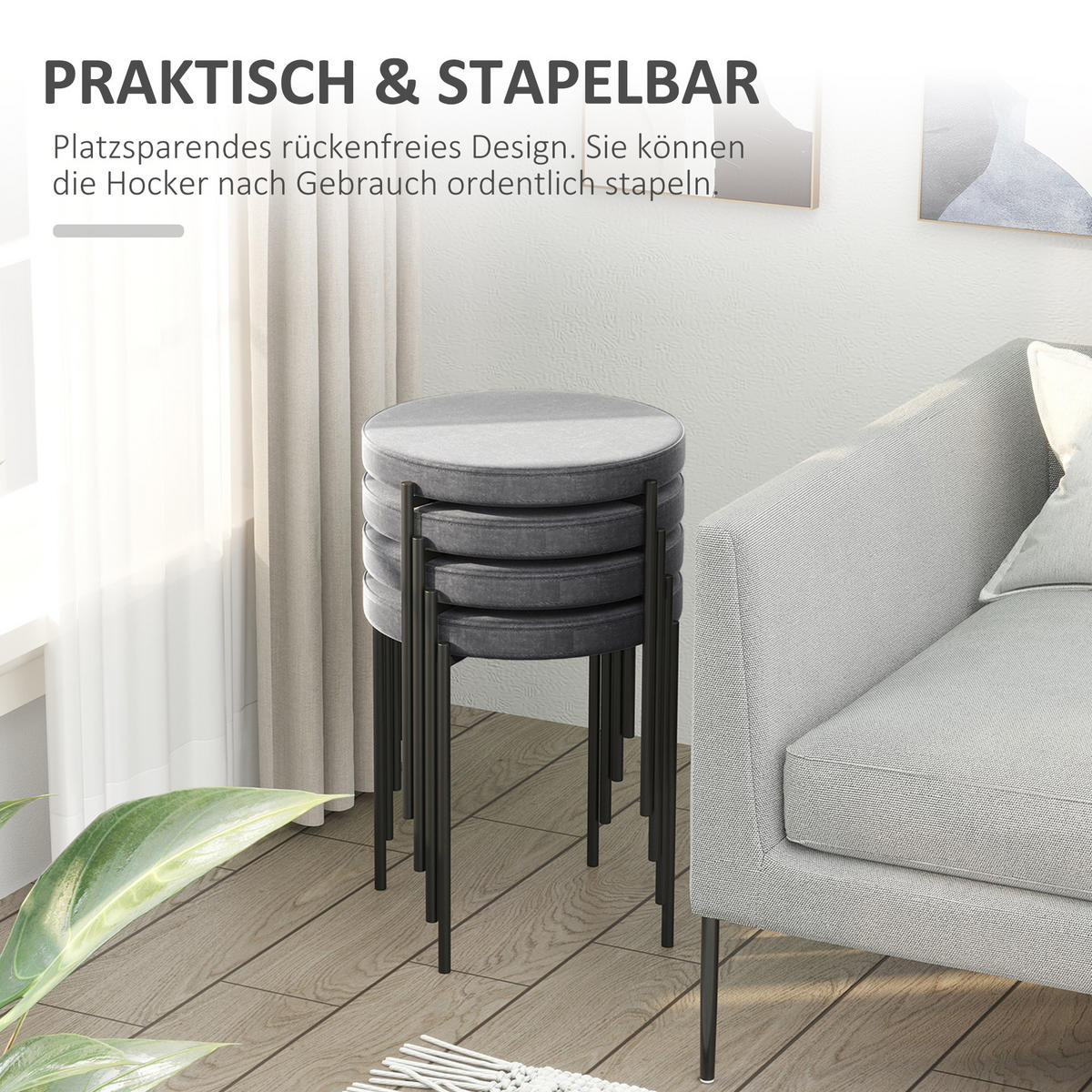 ESSZIMMERSTÜHLE, Polyester, Dunkelgrau - Dunkelgrau, Kunststoff (41.5/46/41.5cm) - HOMCOM