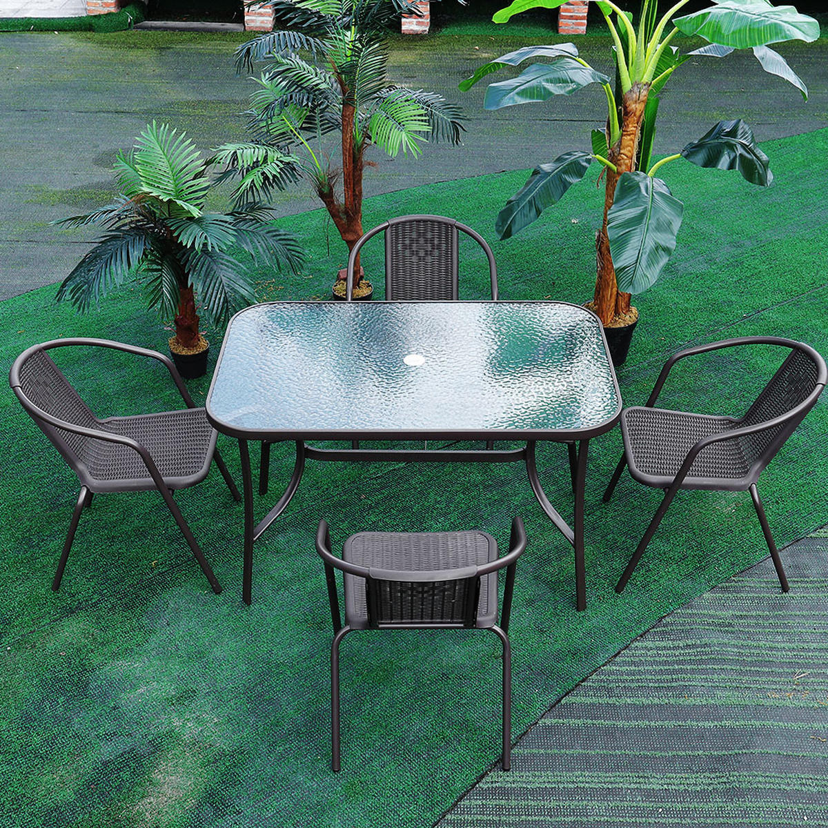 STAPELSTUHL 4er-set (4 Stühle) aus PE-Rattan Metallgestell in Schwarz für Garten Terrase und Balkon - Schwarz, Metall (33/72/42cm) - Livingandhome