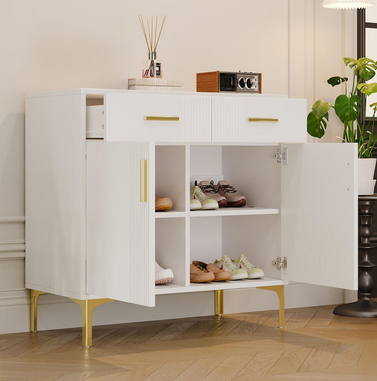 SIDEBOARD 80/79,5/35 cm Weiß aus MDF mit Kippsicherung - Weiß, Holzwerkstoff (35/79.5/80cm) - OKMYHOME