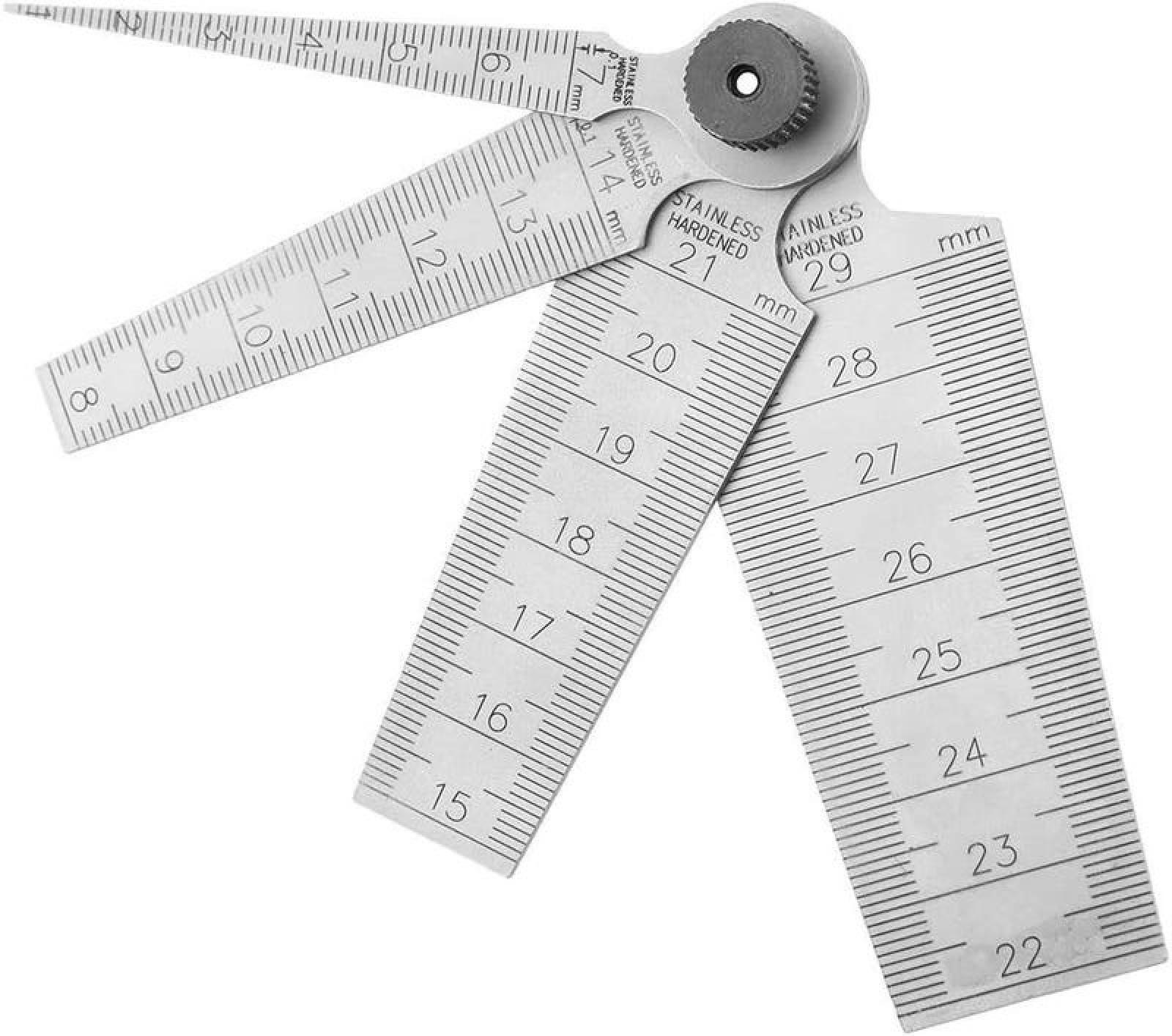 MESSLINEAL – für Aperturprüfungen – erhältlich in den Größen: 1–7 mm, 8–14 mm, 15–21 mm, 22–29 mm - Silberfarben, Metall (15/1/1cm) - DCA