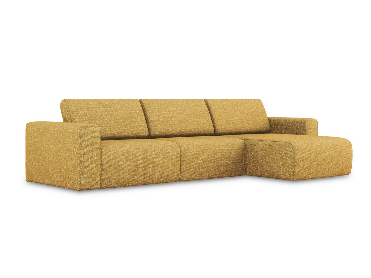 ECKSOFA rechts Strukturstoff Stoff Gelb - Currygelb/Gelb, Kunststoff/Textil (314/167cm) - Makamii