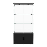 VITRINE - Glasvitrine mit Cabinet-Unterbau - 4 Türen und 3 Ebenen - integrierte LED-Spot-Beleuchtung - Schwarz - Schwarz, Glas (78.51/164/35cm) - DELFA