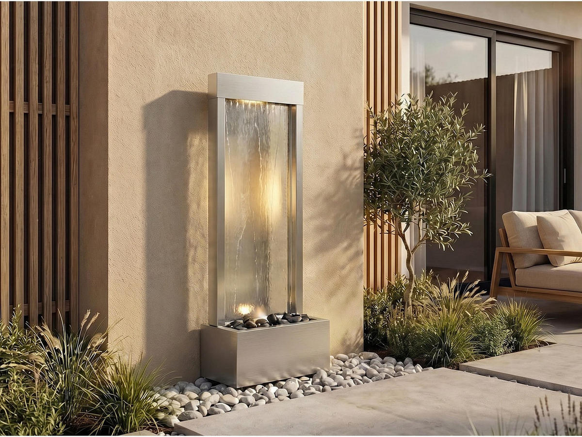 GARTENBRUNNEN - 39 cm x 22 cm - metall - silberfarben Panga - Silberfarben, Metall (22/39/108cm) - Vente-Unique