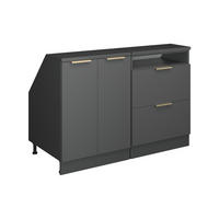 KUHINJSKI ORMAR ZA KOSINE KROVA R-Line Antracit-Zlatna 120 cm Set od 2 korpusa ormara, dubina 60 cm - antracit, drvni materijal (120/83.8/60cm) - Vicco