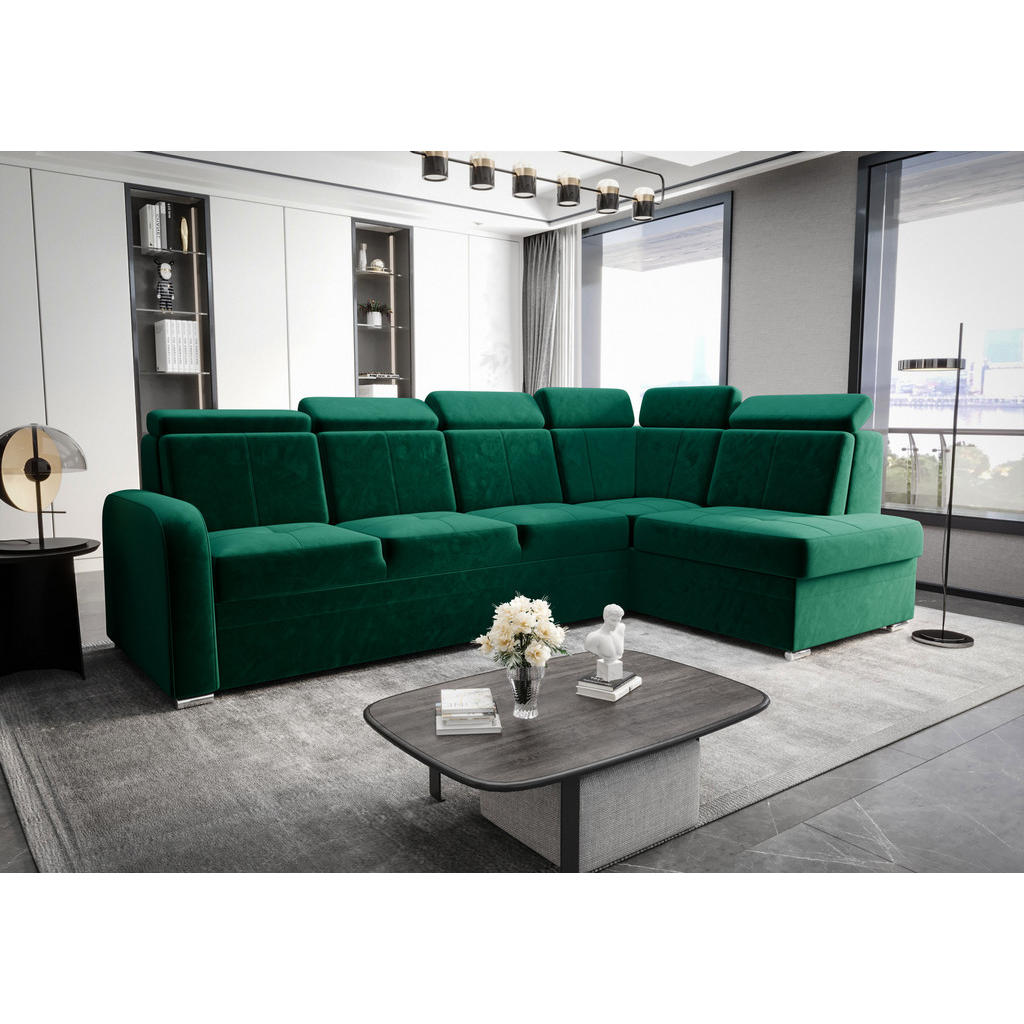 Thumbnail - O-Sofa Ecksofa, Grün, Textil, 4-Sitzer, 304x180 cm, Wohnzimmer, Sofas & Couches, Wohnlandschaften, Ecksofas