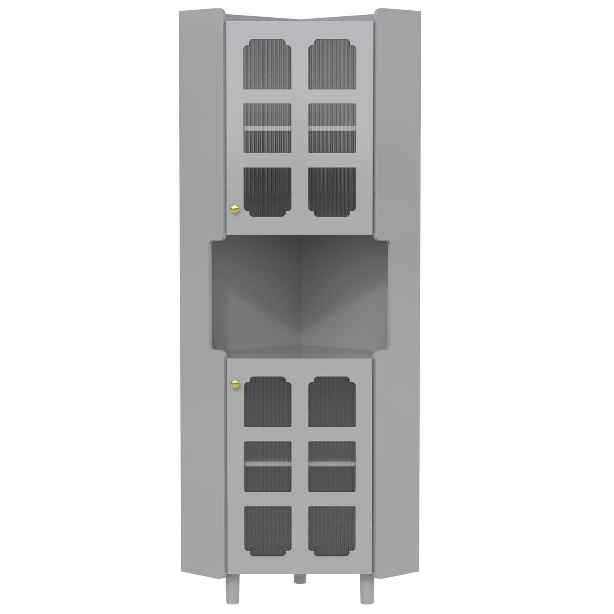 ECKSCHRANK in Grau lackiert mit App-LED-Beleuchtung - Grau, Holzwerkstoff (63/158/45cm) - Urban Meuble