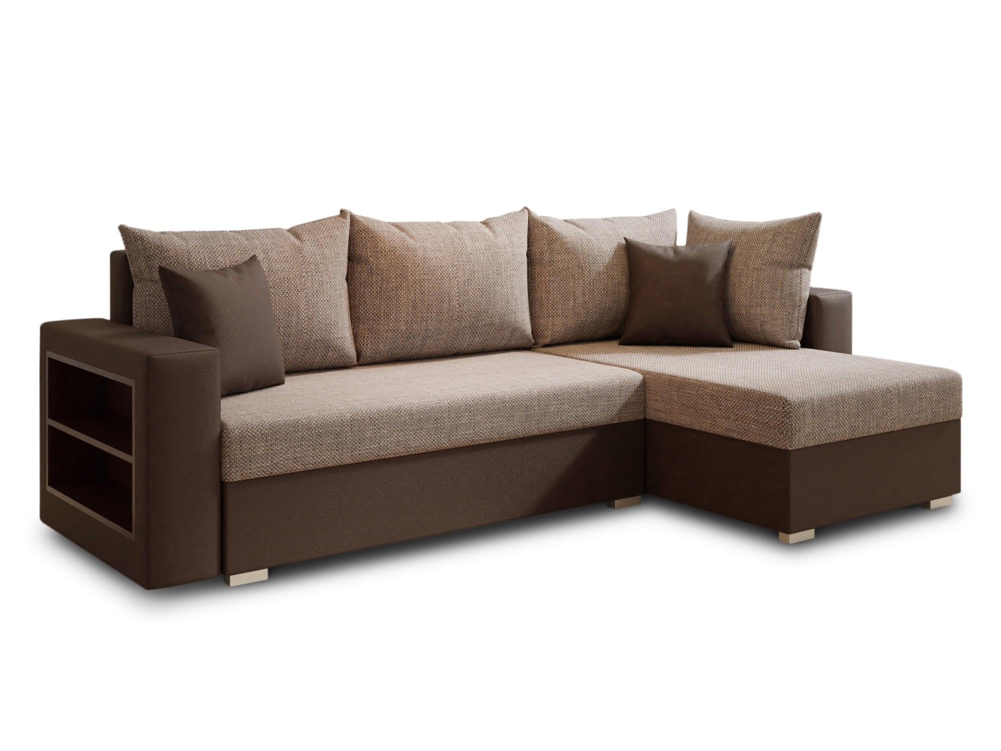 ECKSOFA Lord, Seite: Rechts - Braun, Holz/Textil (238/141cm) - Sofnet