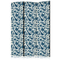 PARAVENT Einseitig Bedruckter 3-tlg 135x172 cm V gel und Rosen - Blau, Holz/Textil (135/172/3cm) - Muralo