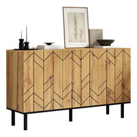 SIDEBOARD 120cm 3 Türen Wellenmuster Naturholz Metallbeine - Naturfarben, Holzwerkstoff (120/70/35cm) - FLIEKS
