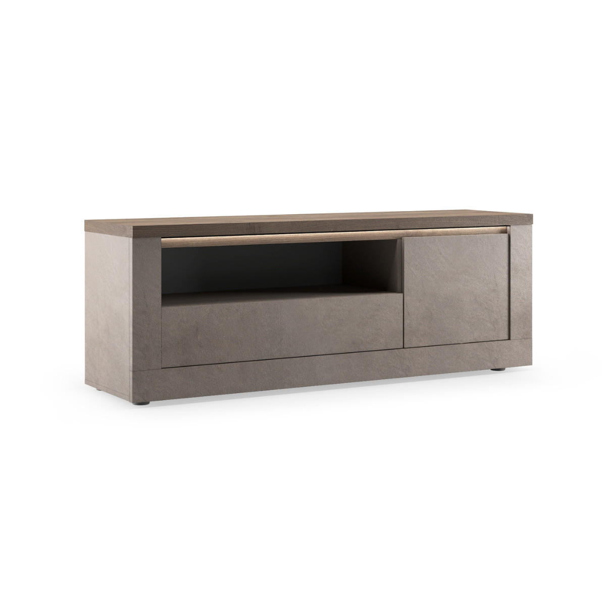 TV-MÖBEL mit 1 Tür 1 Schublade und 1 Nische in Bronze und Quecksilber-Effekt 43/260/58 cm - Braun, Holzwerkstoff (43/58/48cm) - Calicosy
