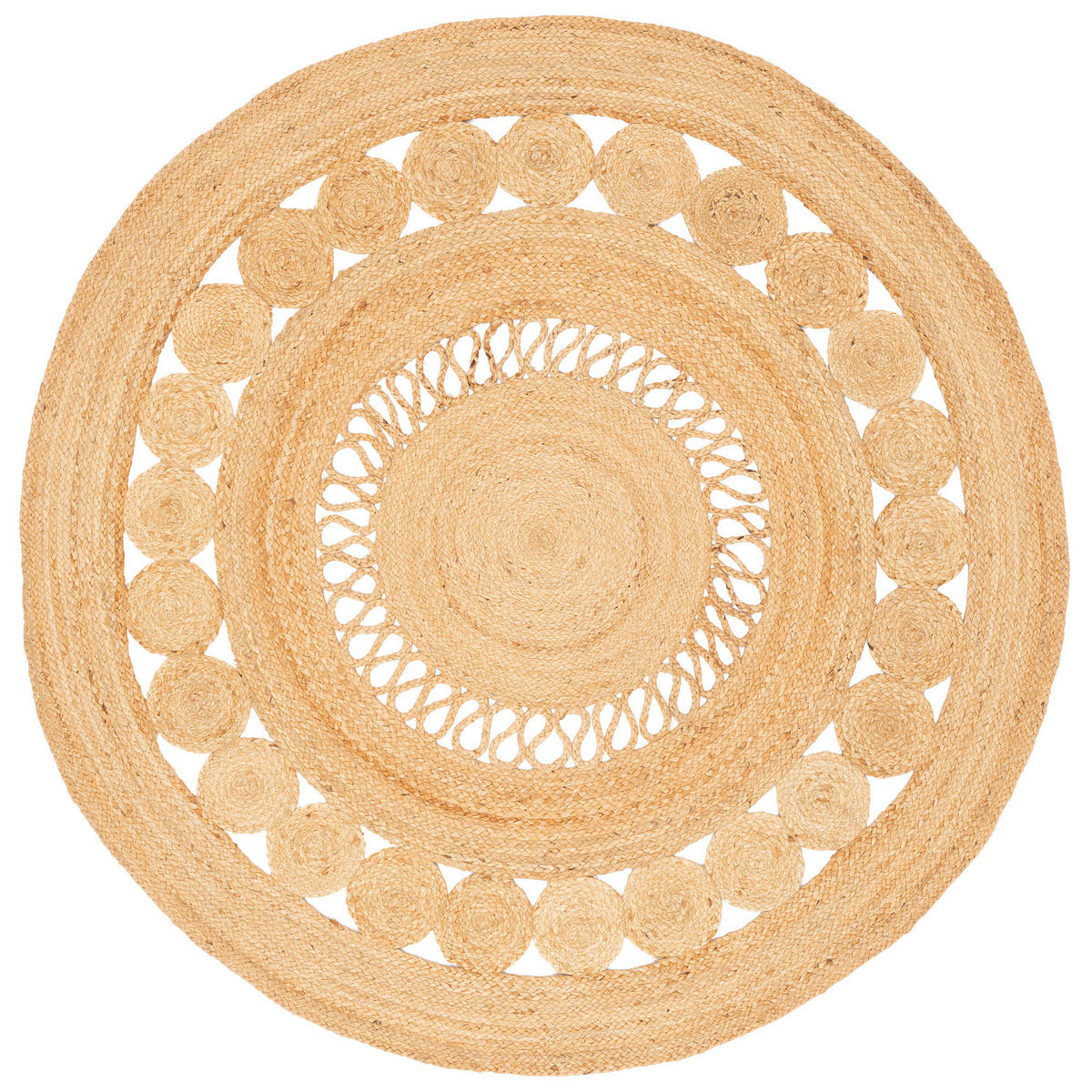 NATURFASER TEPPICH JUTE SALSA MODERN RUND - Beige, Textil (200/200cm) - Pergamon