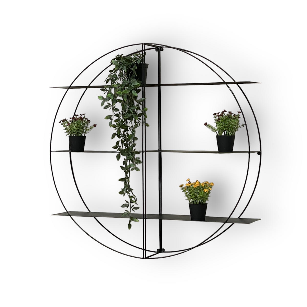 WANDREGAL rund 2-teilig Metall Schwarz 80/16/80 cm - Schwarz, Metall (80/80/16cm) - DanDiBo