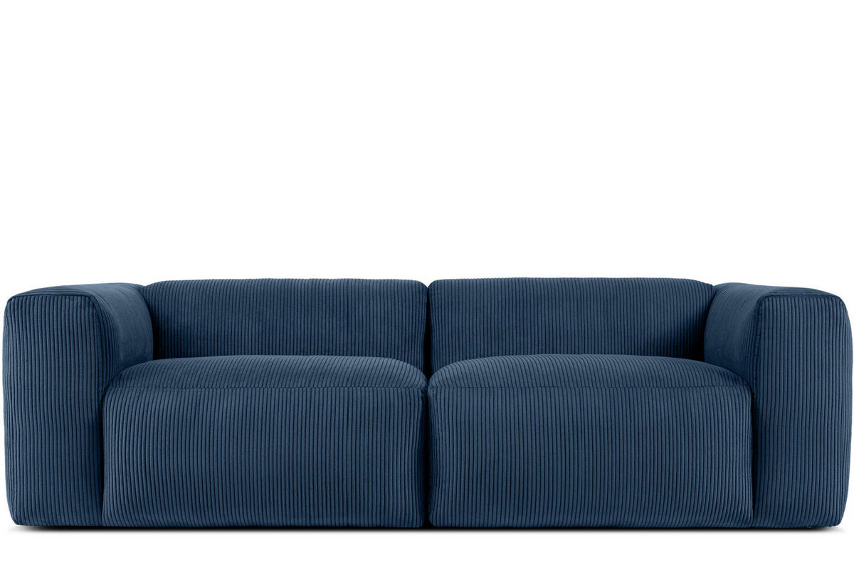 2,5-SITZER-MODULSOFA BUFFO mit extrem weicher und bequemer Sitzfläche, Kordstoff, marineblau - Blau/Grün, Textil (250/73/96cm) - KONSIMO®