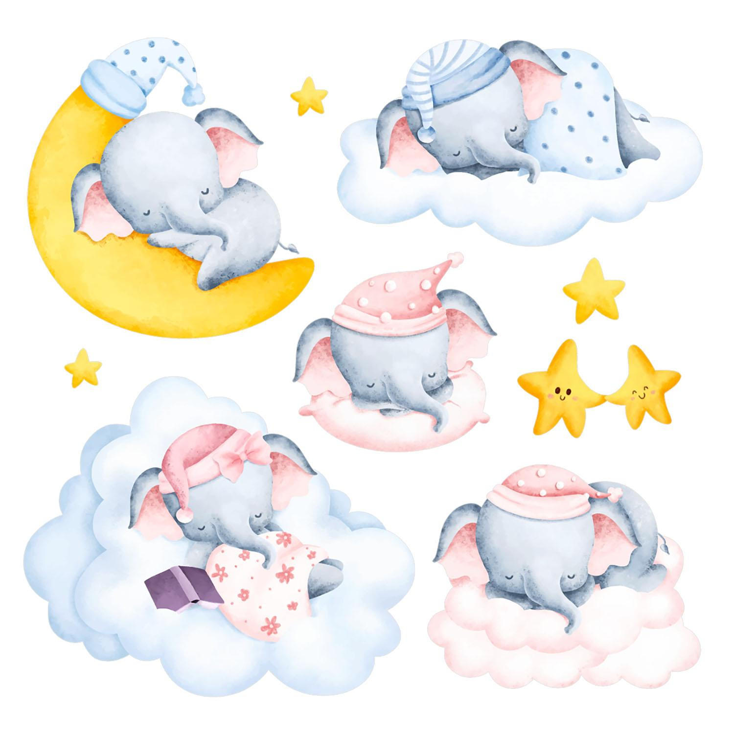 WANDAUFKLEBER 130x182cm - Pastellfarbener Nachthimmel - Multicolor, Kunststoff (130/182/0.1cm) - Wallfluent