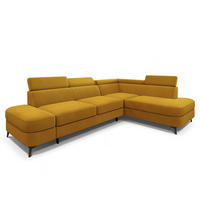 ECKSOFA AVISE MV R-S Gelb Velours-Stoff mit Schlaffunktion - Gelb, Holzwerkstoff/Textil (268/195cm) - MASSENO