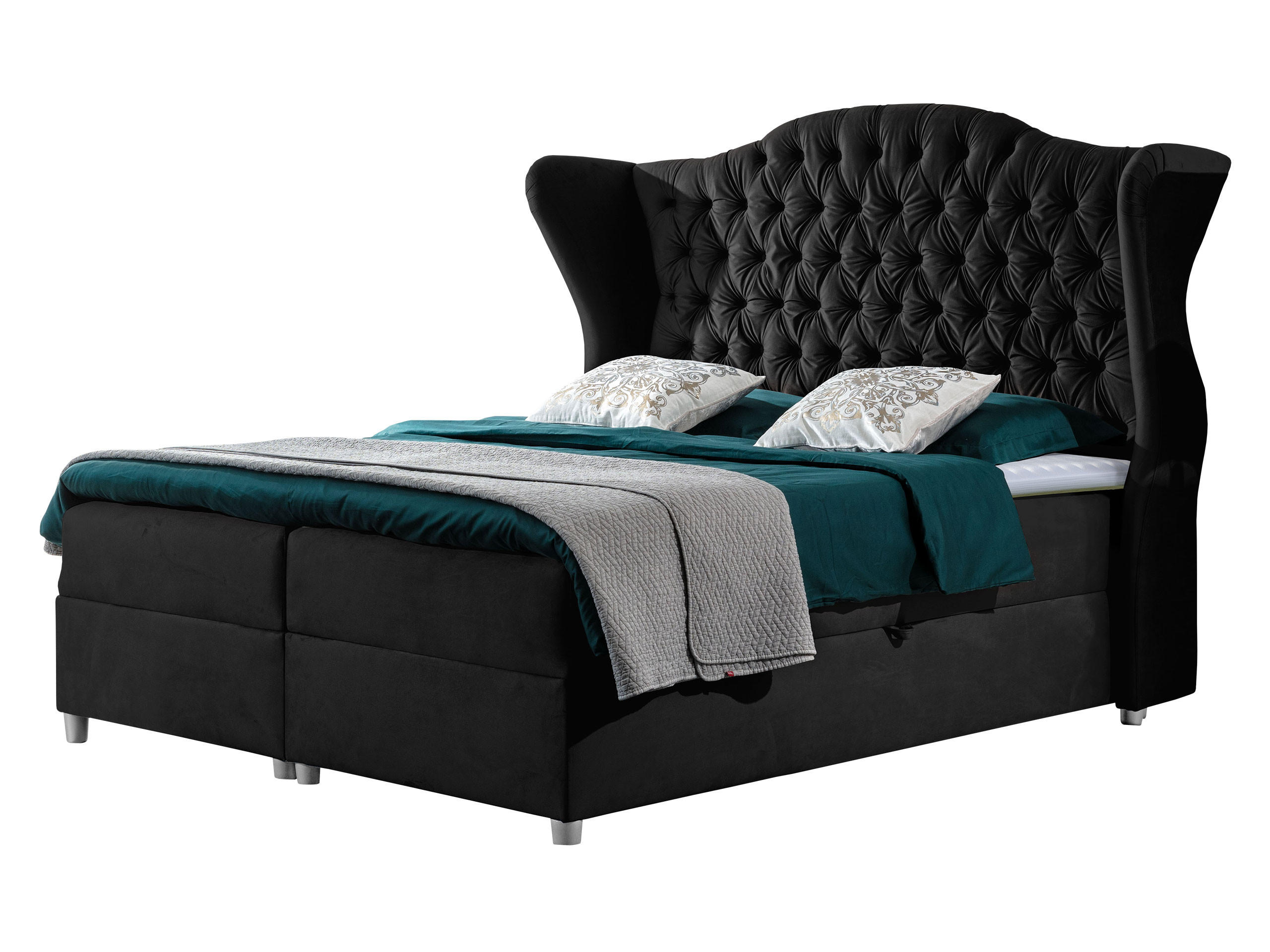 Mirjan24 Boxbett Schwarz 180x200 cm