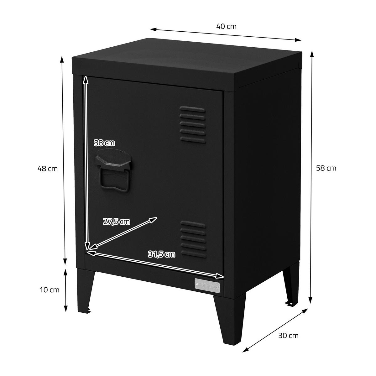 NACHTTISCH Schwarz 40x30x58 cm aus Stahl - Schwarz, Metall (40/58/30cm) - ML-DESIGN