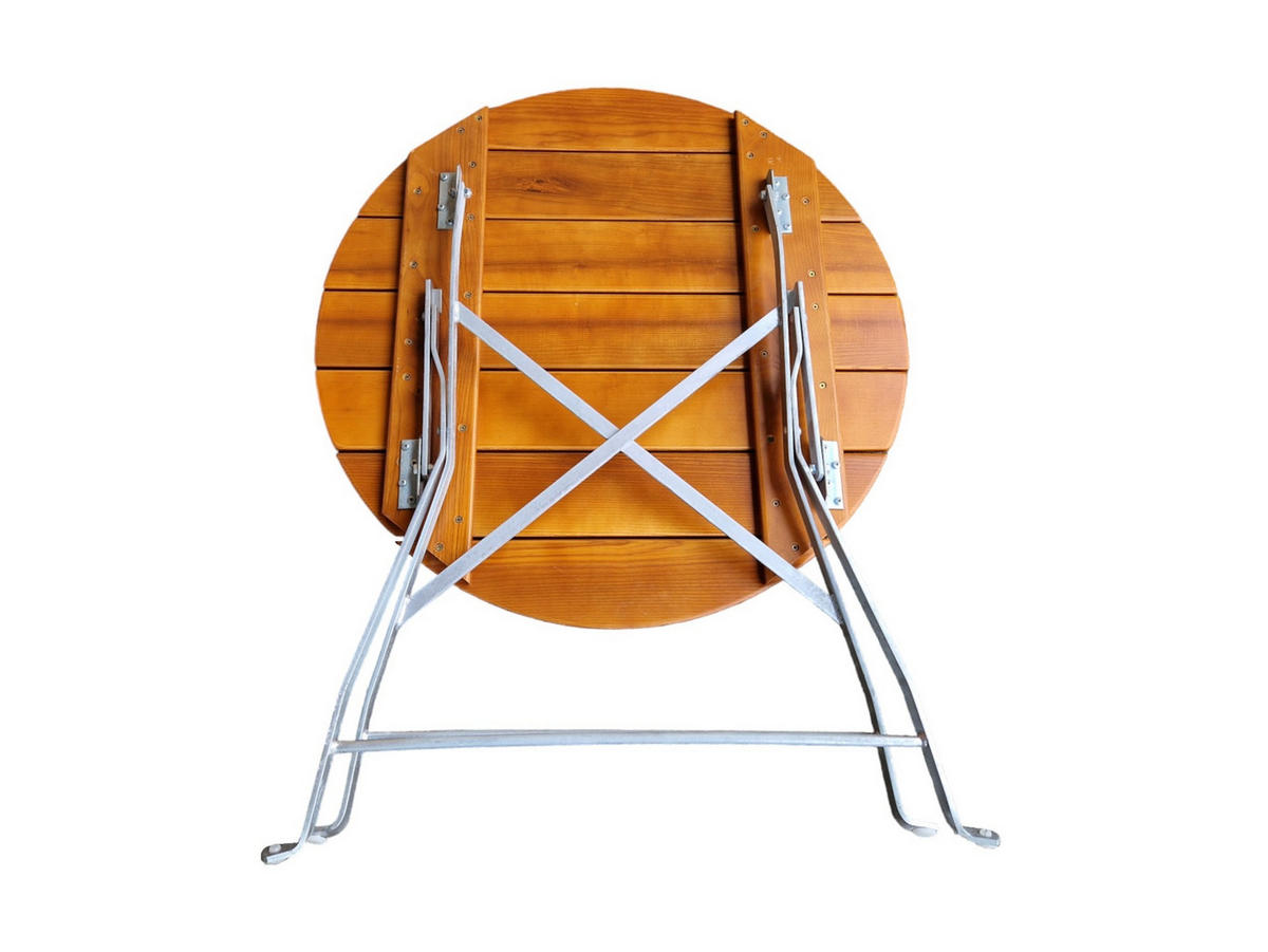 BIERGARTENTISCH BERGTAL 74x80x80cm Ø80cm Klappbar Eschenholz Silber/Braun 2 Personen - Braun, Holz (80/80/74cm) - CHEFGASTRO