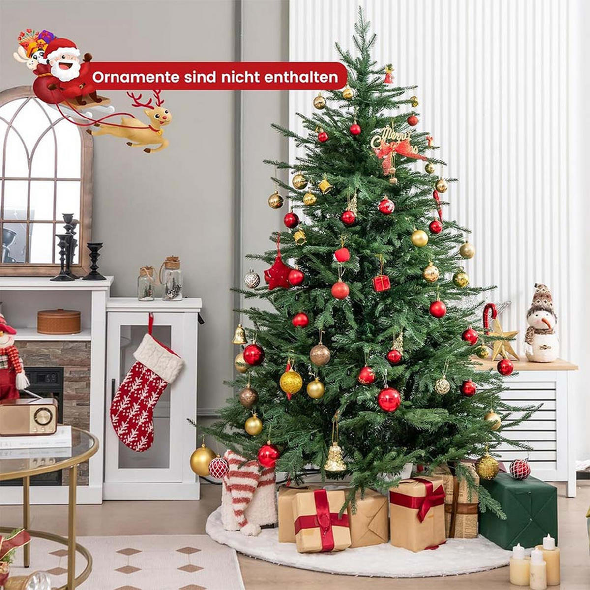 WEIHNACHTSBAUM mit 8 Lichtmodi 180cm Grün - Grün, Metall (183cm) - COSTWAY