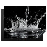 HERDABDECKPLATTE Wasser - Spritzwasser - Schwarz Induktionsmatte 77x59 cm - Schwarz, Kunststoff (77/59/0.2cm) - MuchoWow