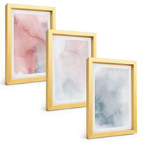 BILDER SET 3er Set - 20x30 cm Goldrahmen - Pastellfarben auf Leinwand - Goldfarben, Kunststoff (20/30cm) - TULUP
