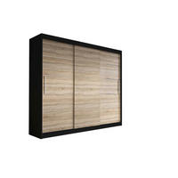 SCHIEBETÜRENSCHRANK - ELBA II Schwarz + Sonoma - Schwarz/Sonoma Eiche, Holzwerkstoff/Metall (250/218/61cm) - Möblo