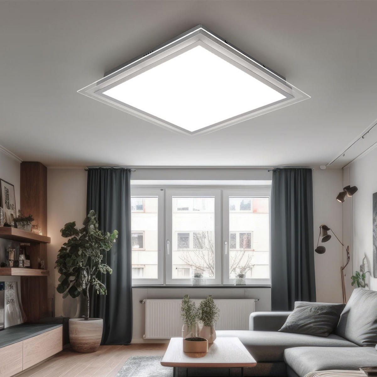 LED DECKENLEUCHTE Aluminium Chrom Silber - Silberfarben, Glas (44.5/44.5/8cm)