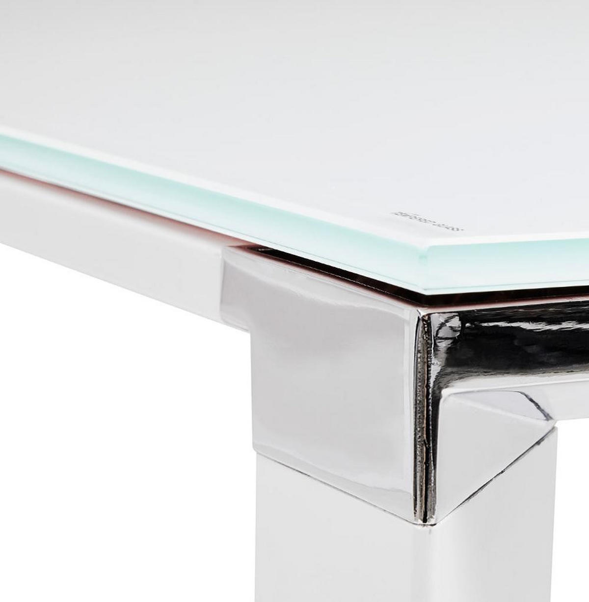 ECKSCHREIBTISCH Glas Metall Chromakzente Platzsparend KERIX, Weiß 170x160x73 cm - Weiß, Glas/Metall (160/170/73cm) - KADIMA DESIGN