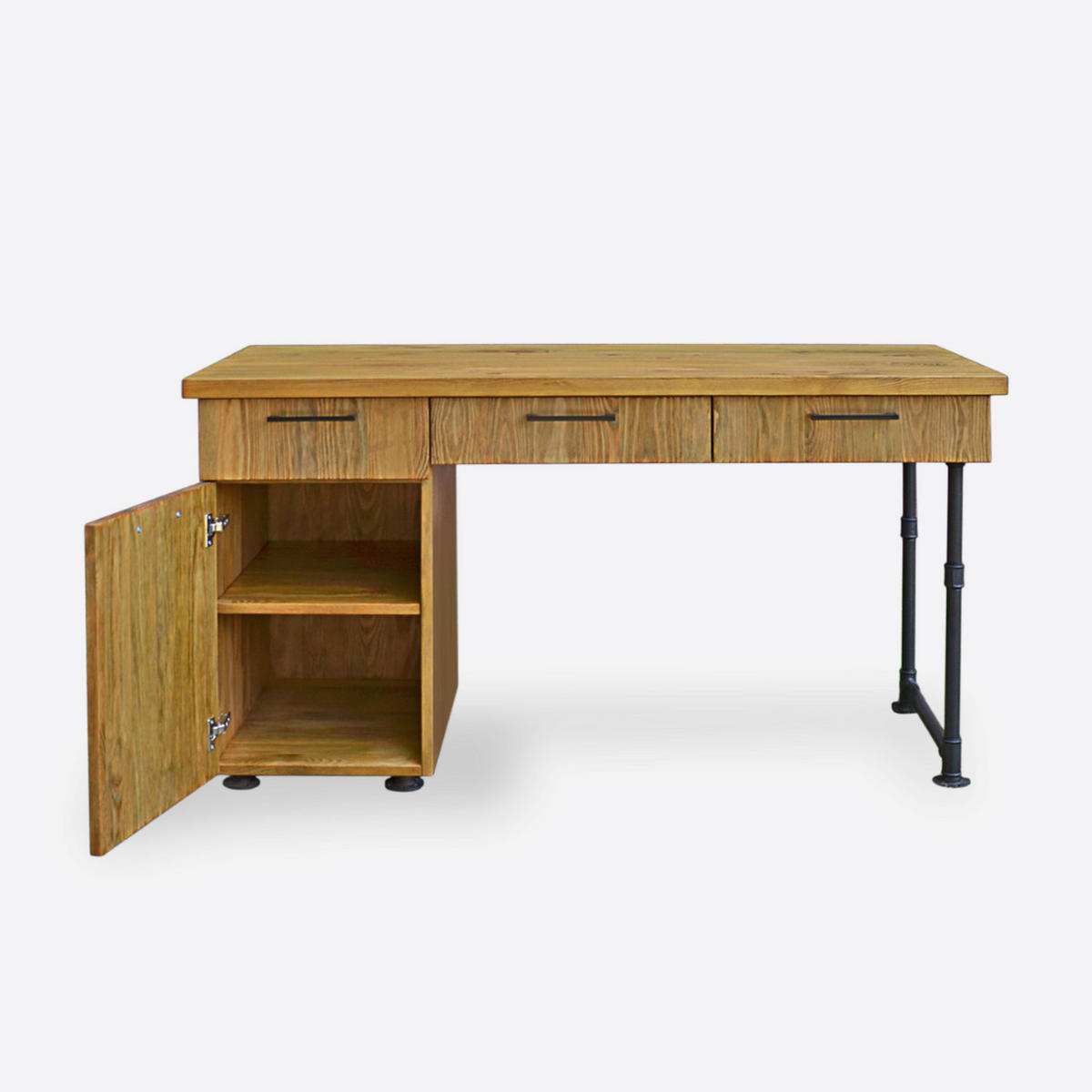 LOFT-SCHREIBTISCH aus Kiefernholz mit Schubladen DENAR - Eichefarben, Holz (60/140/76cm) - Rawood Furniture