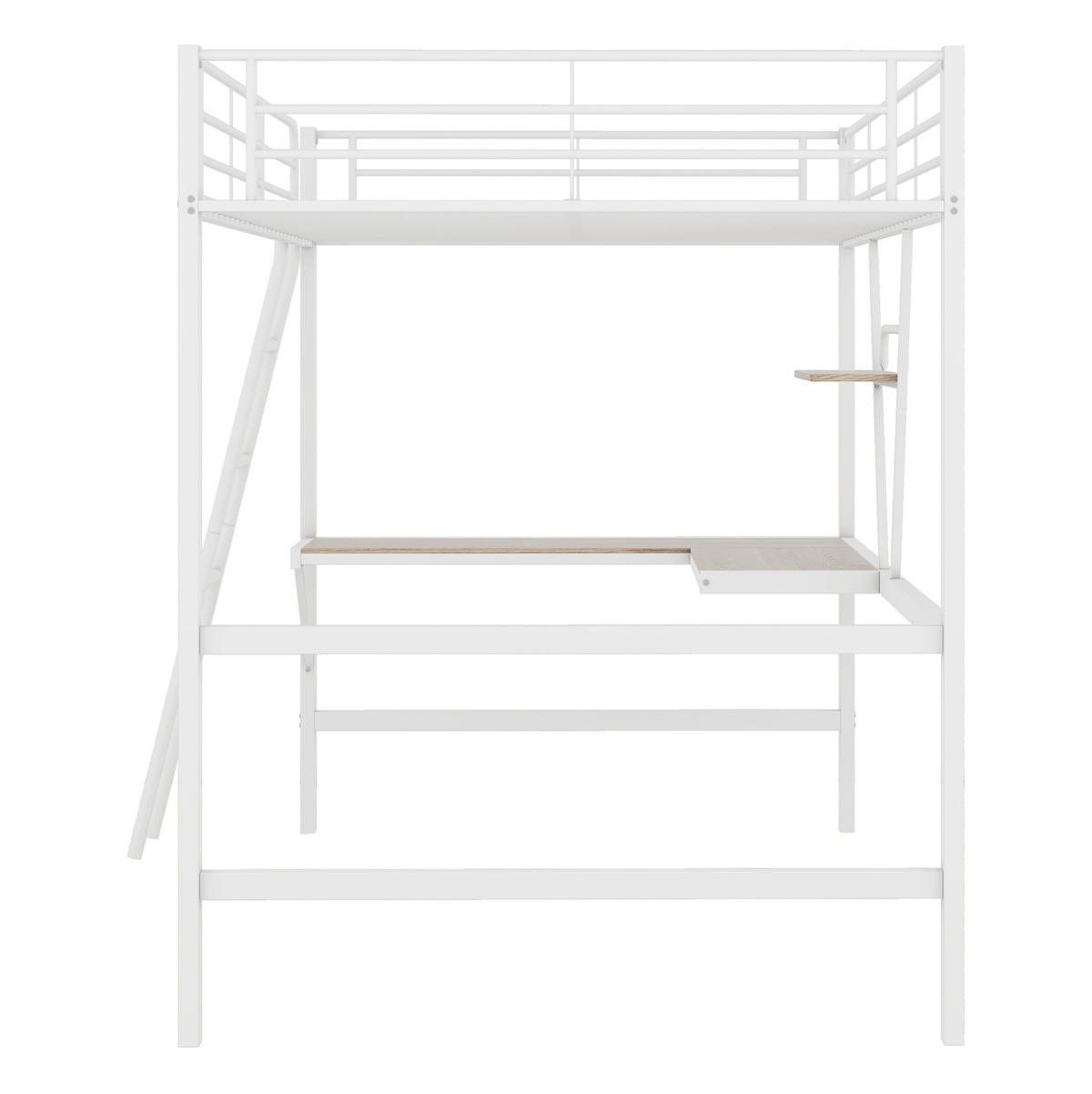 HOCHBETT 90/200 cm aus Metall/MDF mit L-förmigem Schreibtisch und Regal Weiß - Weiß, Metall (90/200cm) - Modenvie