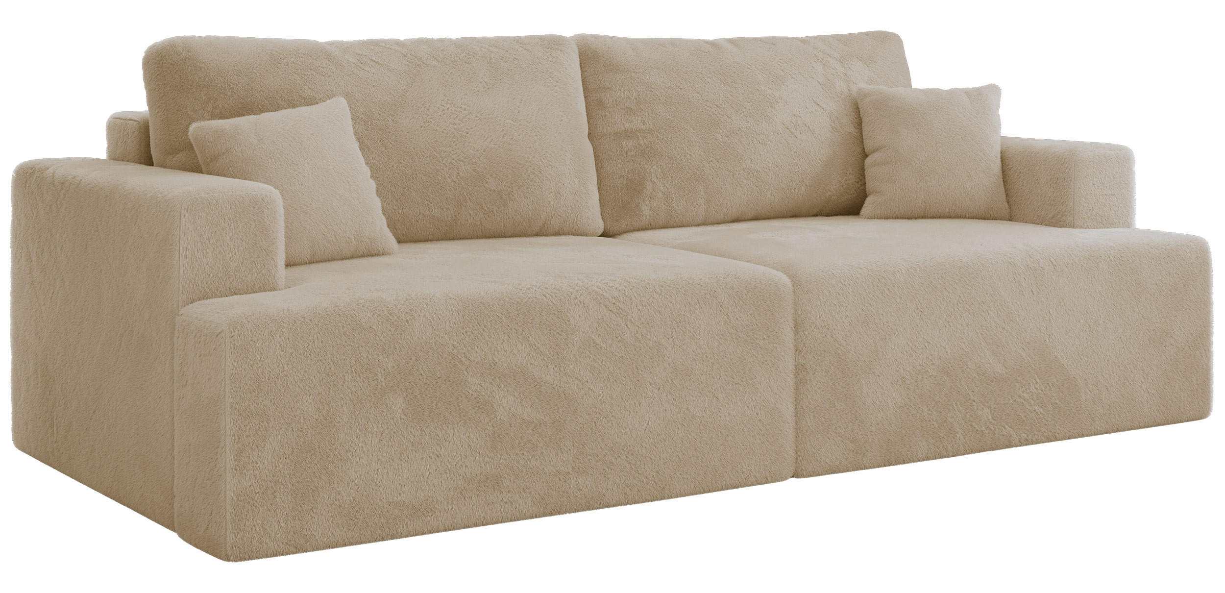 4-SITZER SOFA VIRELLA Creme Plüsch - Creme/Schwarz, Textil (240/88/115cm) - MKS