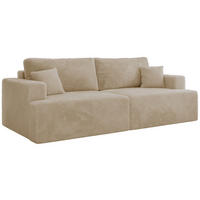 4-SITZER SOFA VIRELLA Creme Plüsch - Creme/Schwarz, Textil (240/88/115cm) - MKS