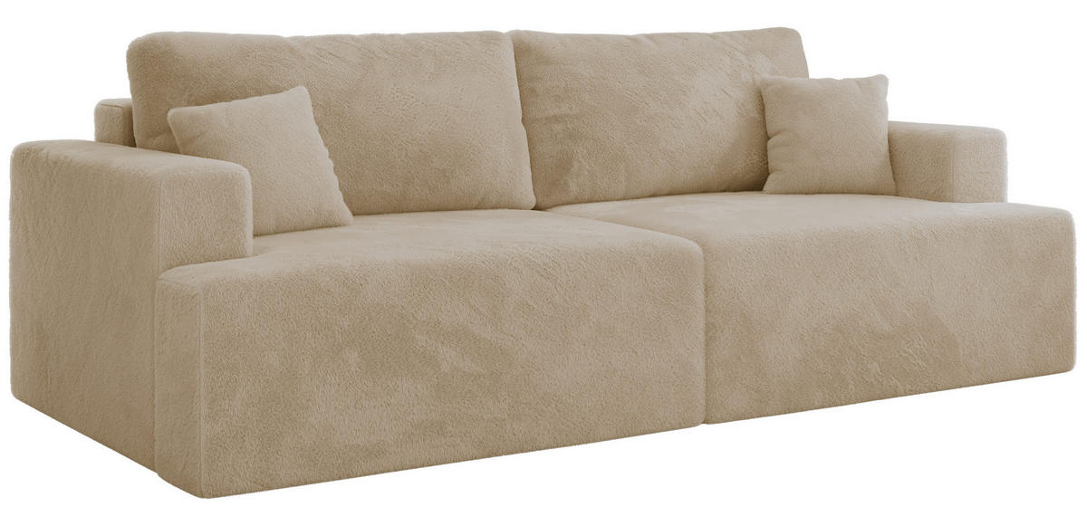 4-SITZER SOFA VIRELLA Creme Plüsch - Creme/Schwarz, Textil (240/88/115cm) - MKS