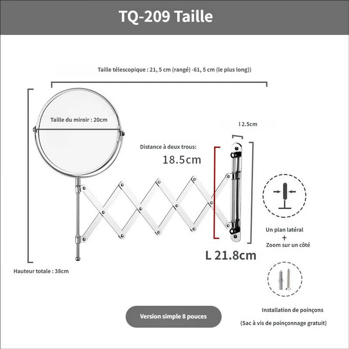 KOSMETIKSPIEGEL – silber – 5-fache Vergrößerung – 20 cm Durchmesser - Silberfarben, Kunststoff (28.5/42.5/6.5cm)
