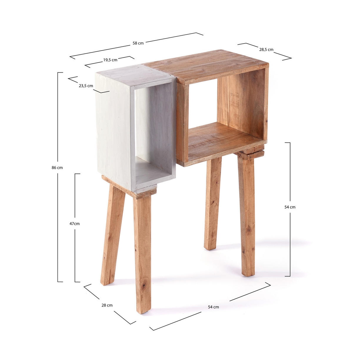 BEISTELLTISCH Bicolore Mahagoni Massivholz zweifarbig - Naturfarben, Holz (28/58/86cm) - CREEDWOOD