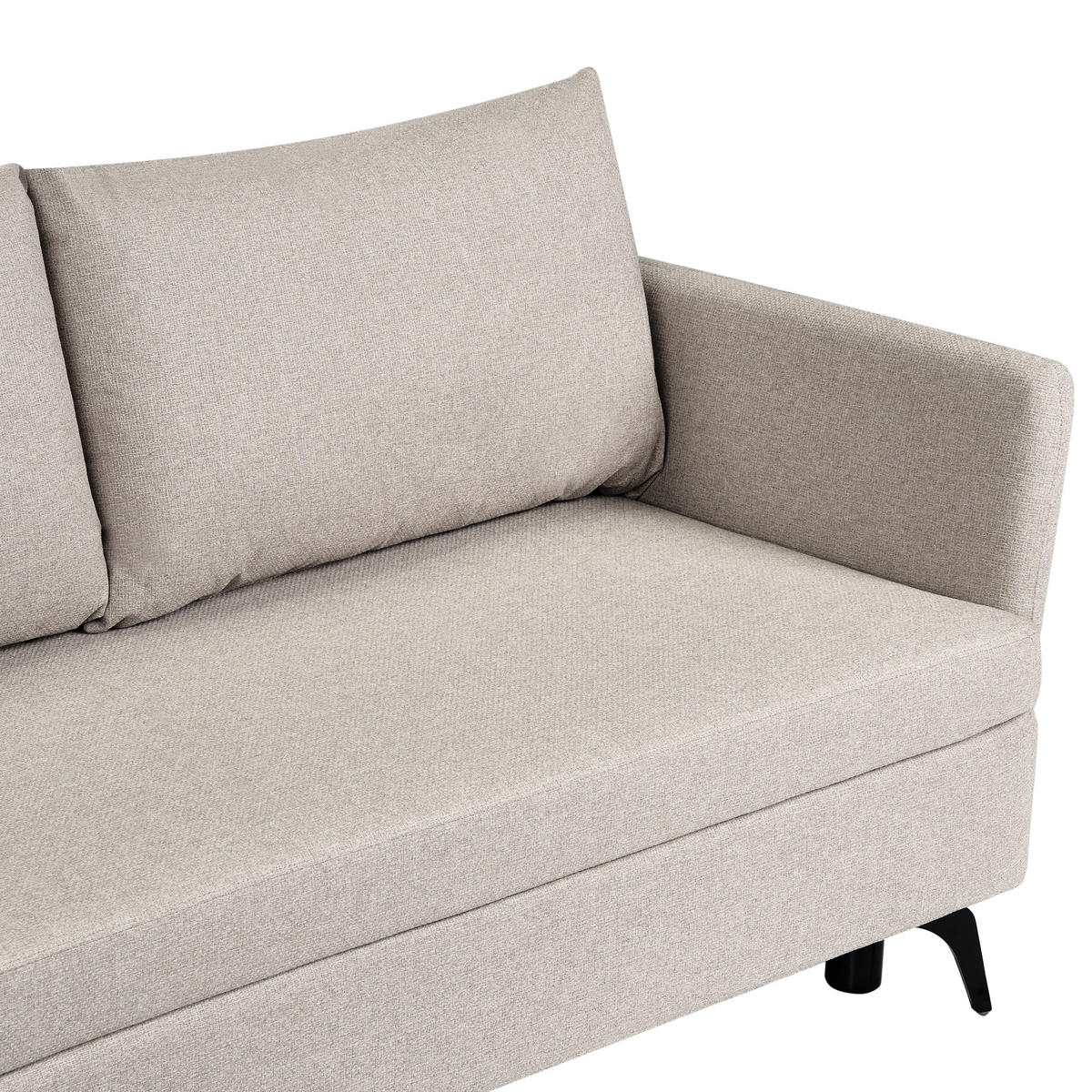 ROZKLÁDACÍ ROHOVÁ POHOVKA 3-místná Látka Béžová s úložným prostorem pravostranná Koge - béžová, textil (281/93cm) - Beliani