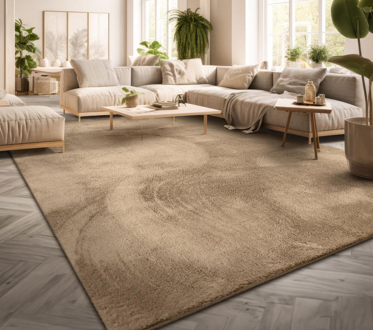 FLACHWEBETEPPICH Dunkel-Beige 240 x 340 cm - Beige, Kunststoff (240/340cm) - TT Home